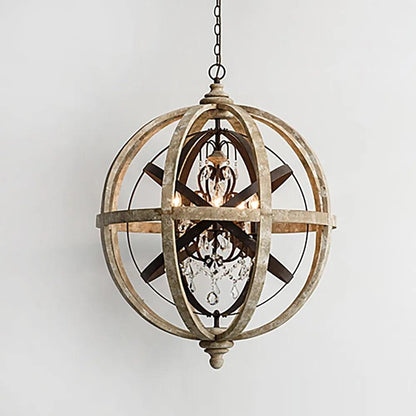 Retro Globe Weathered Gasolier Chandelier