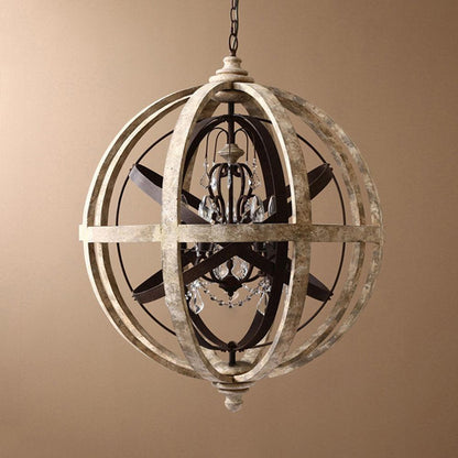 Retro Globe Weathered Gasolier Chandelier