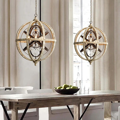 Retro Globe Weathered Gasolier Chandelier