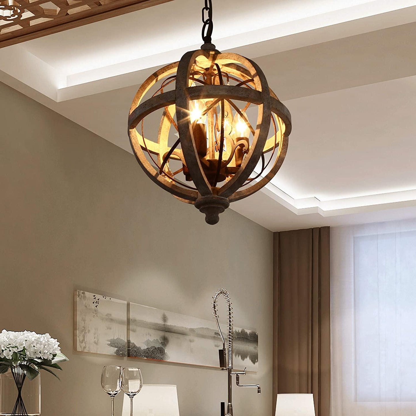 Retro Globe Weathered Gasolier Chandelier