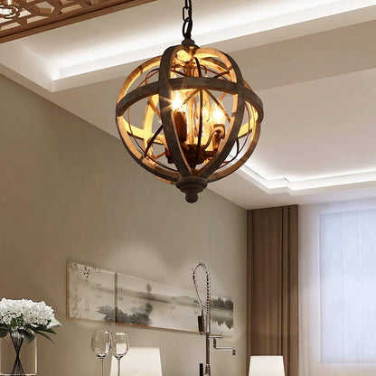 Retro Globe Weathered Gasolier Chandelier