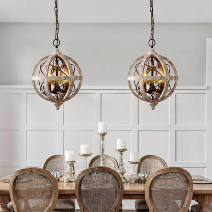 Retro Globe Weathered Gasolier Chandelier