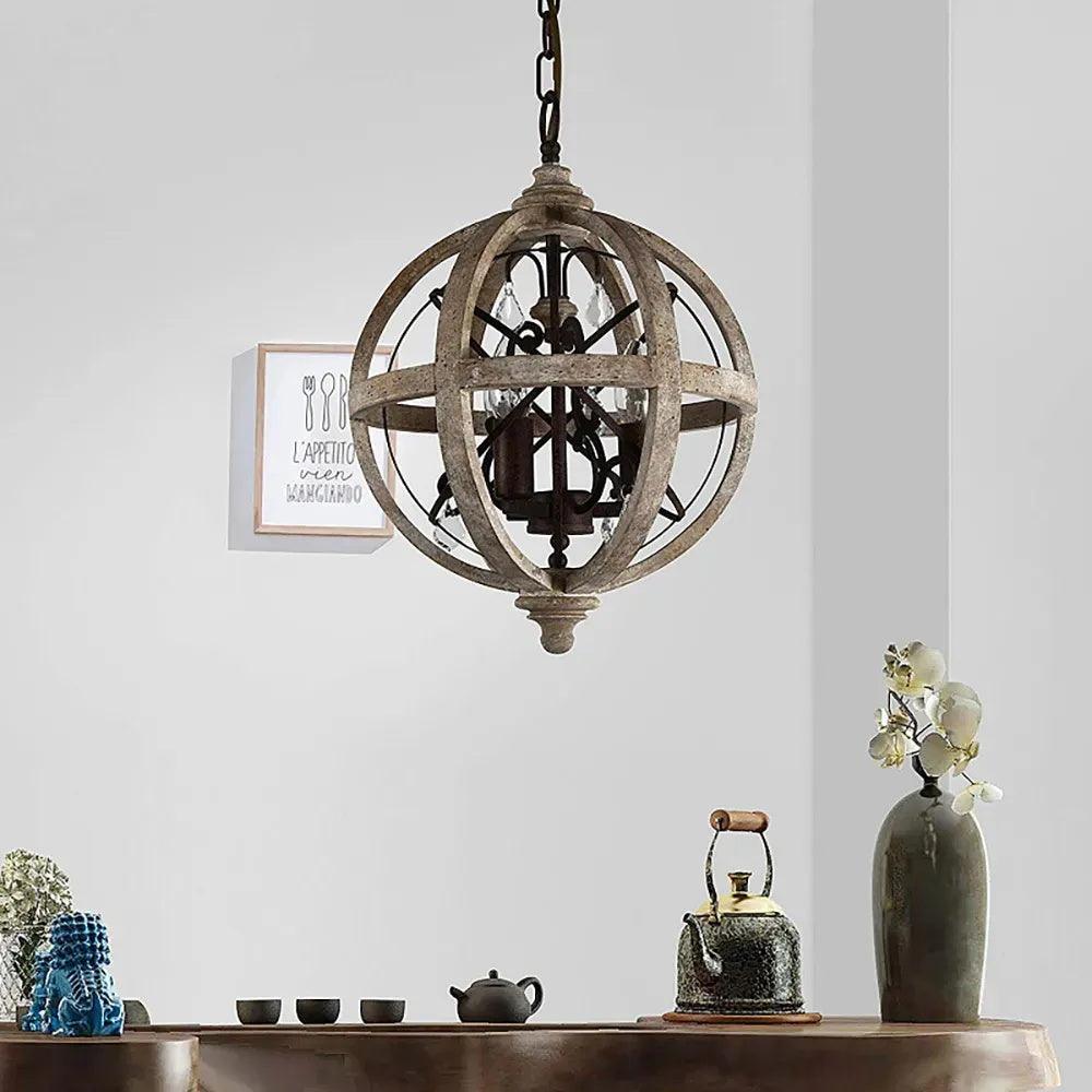 Retro Globe Weathered Gasolier Chandelier