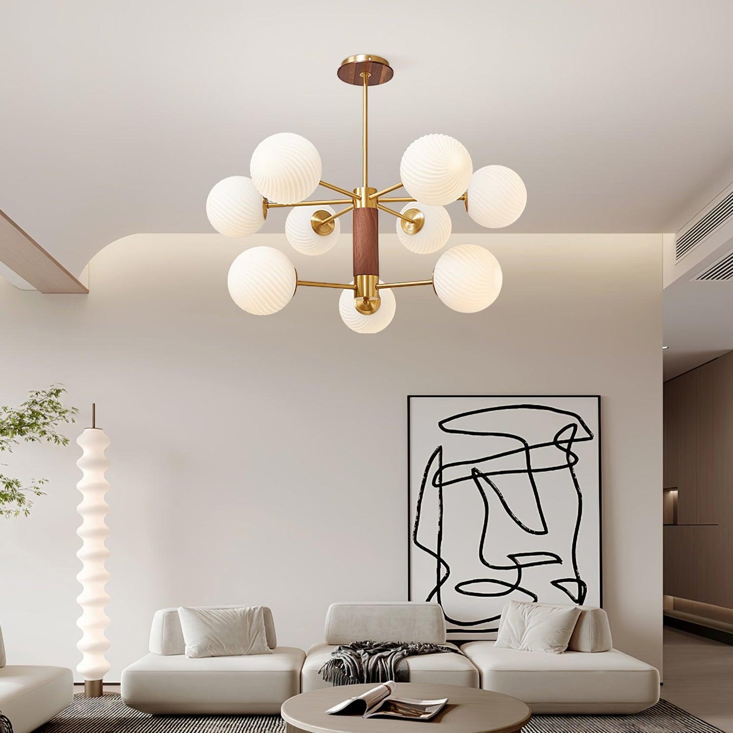 Ribbed Babble Glass Ceiling fixture Chandelier