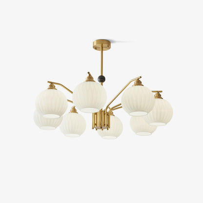 Ribbed Glass Gold Pendant light Chandelier