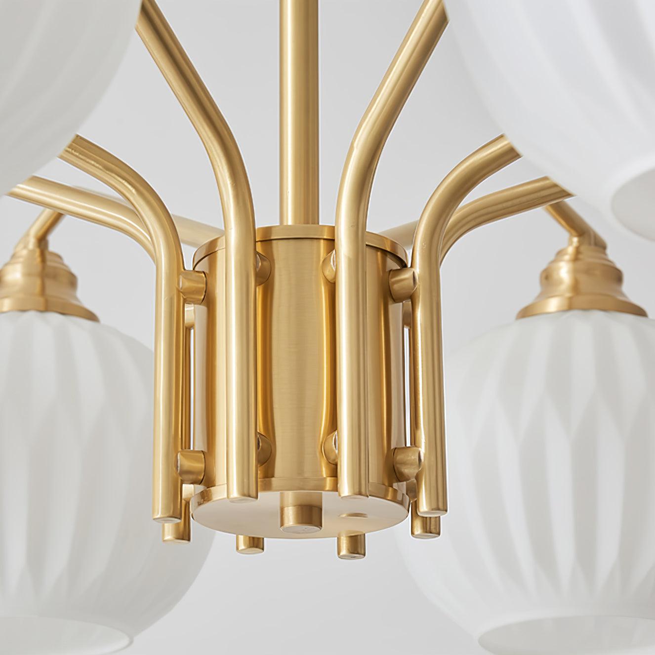 Ribbed Glass Gold Pendant light Chandelier