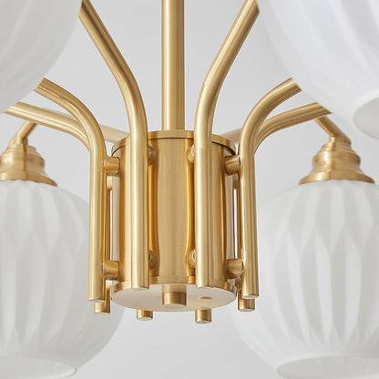 Ribbed Glass Gold Pendant light Chandelier