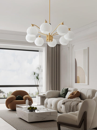 Ribbed Glass Gold Pendant light Chandelier