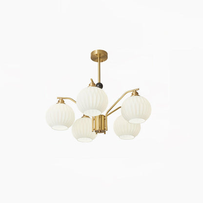 Ribbed Glass Gold Pendant light Chandelier