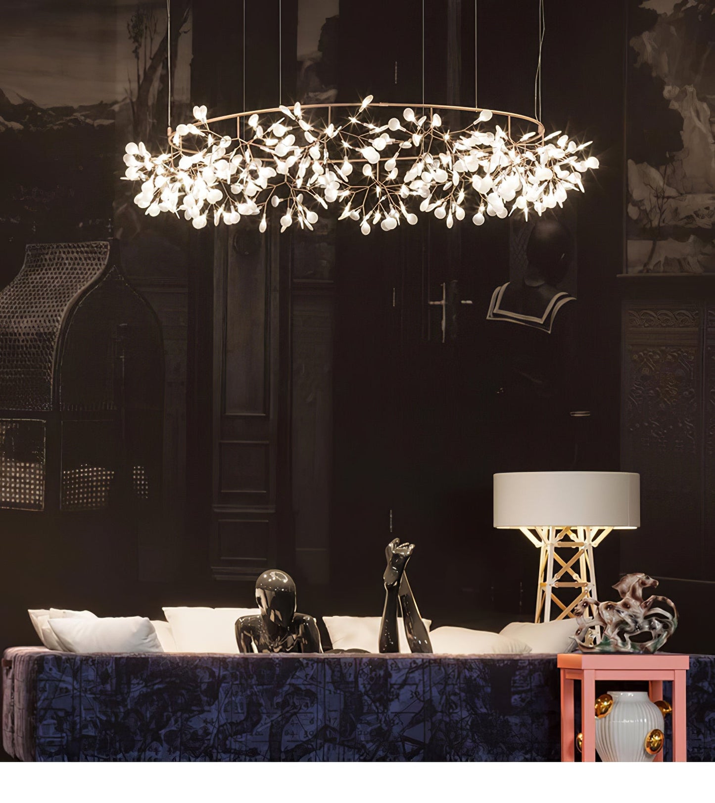 Rose Gold Firefly LED Candelabrum Chandelier