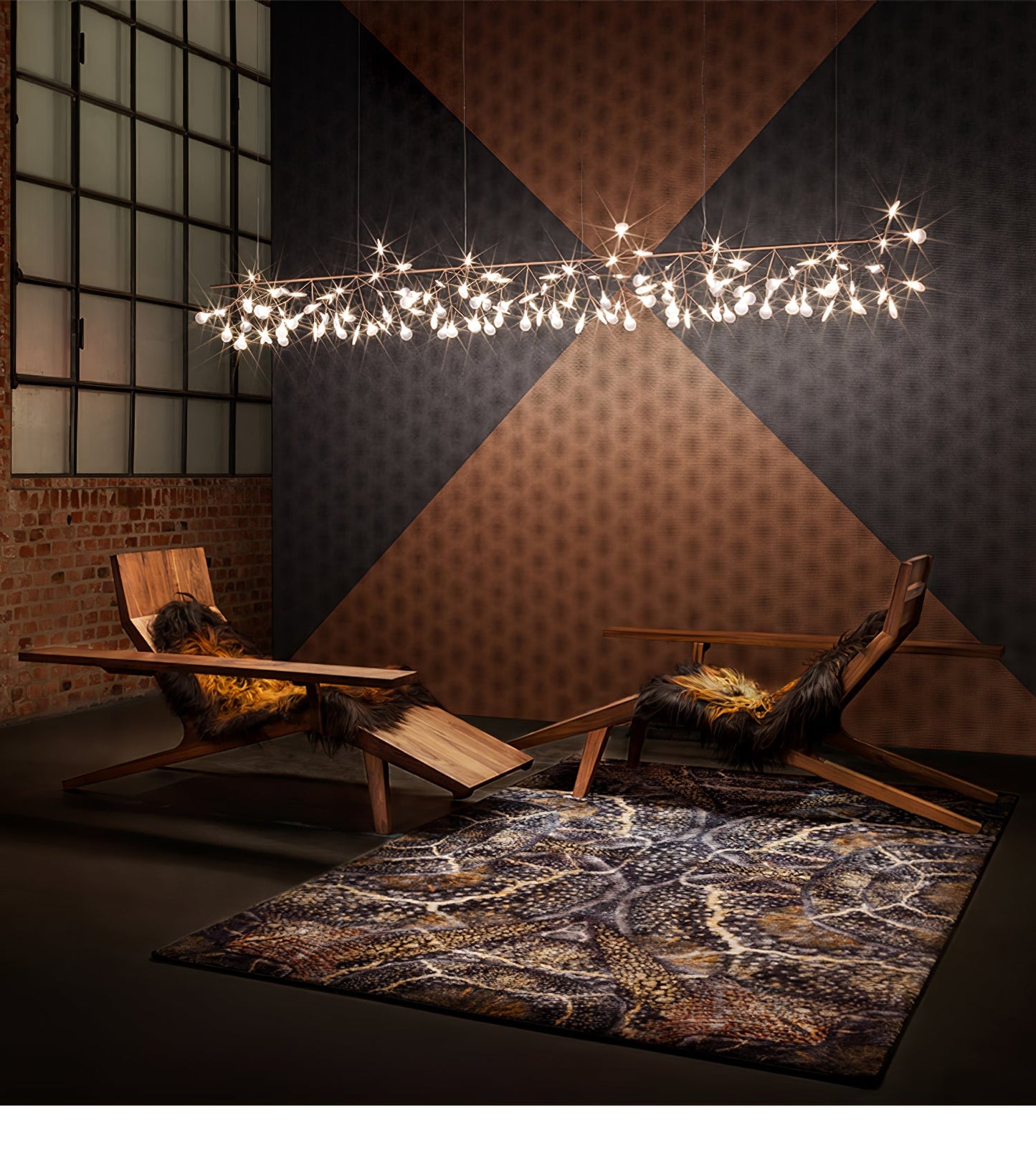 Rose Gold Firefly LED Candelabrum Chandelier