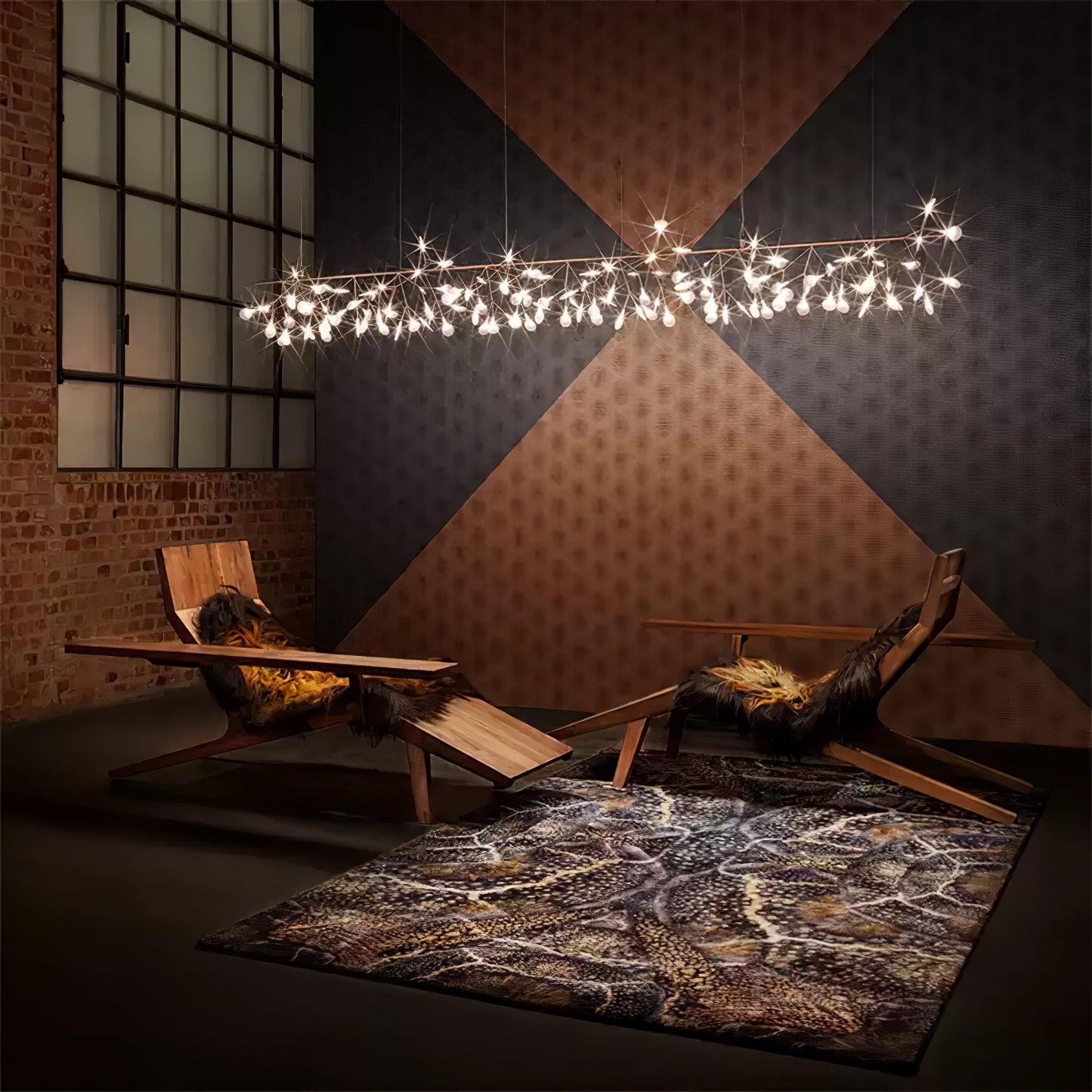 Rose Gold Firefly LED Candelabrum Chandelier