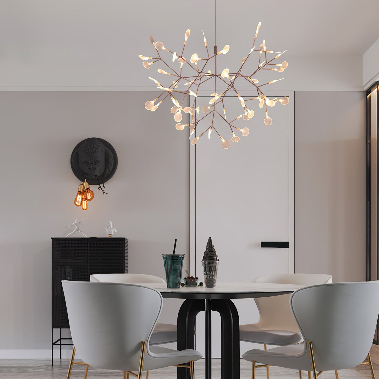 Rose Gold Firefly LED Candelabrum Chandelier