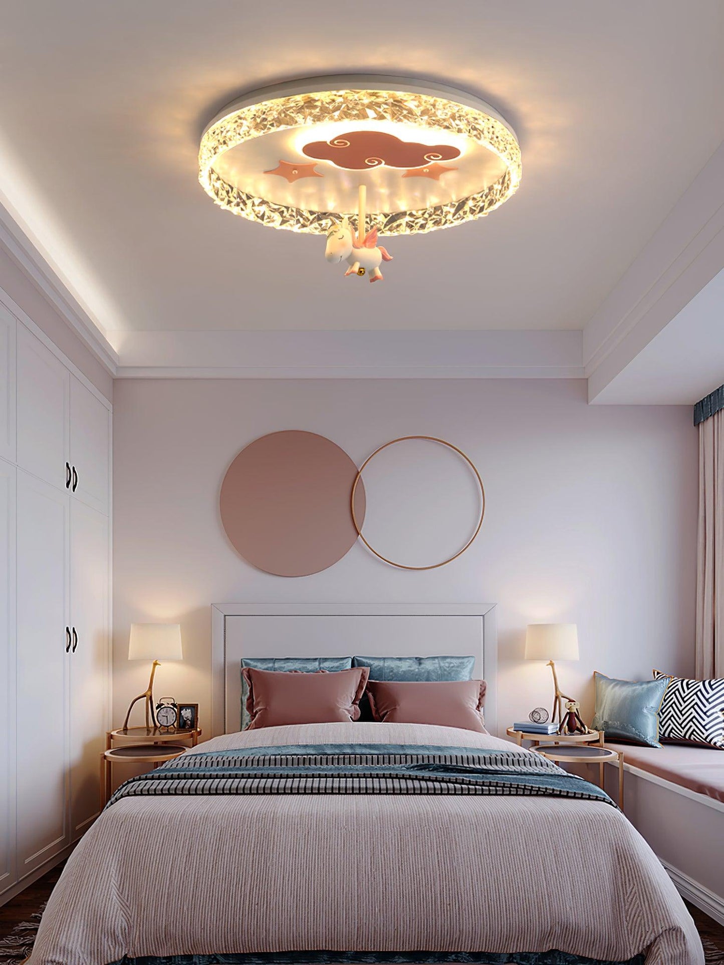 Round Carousel Children's Overhead fixture Ceiling Lamp