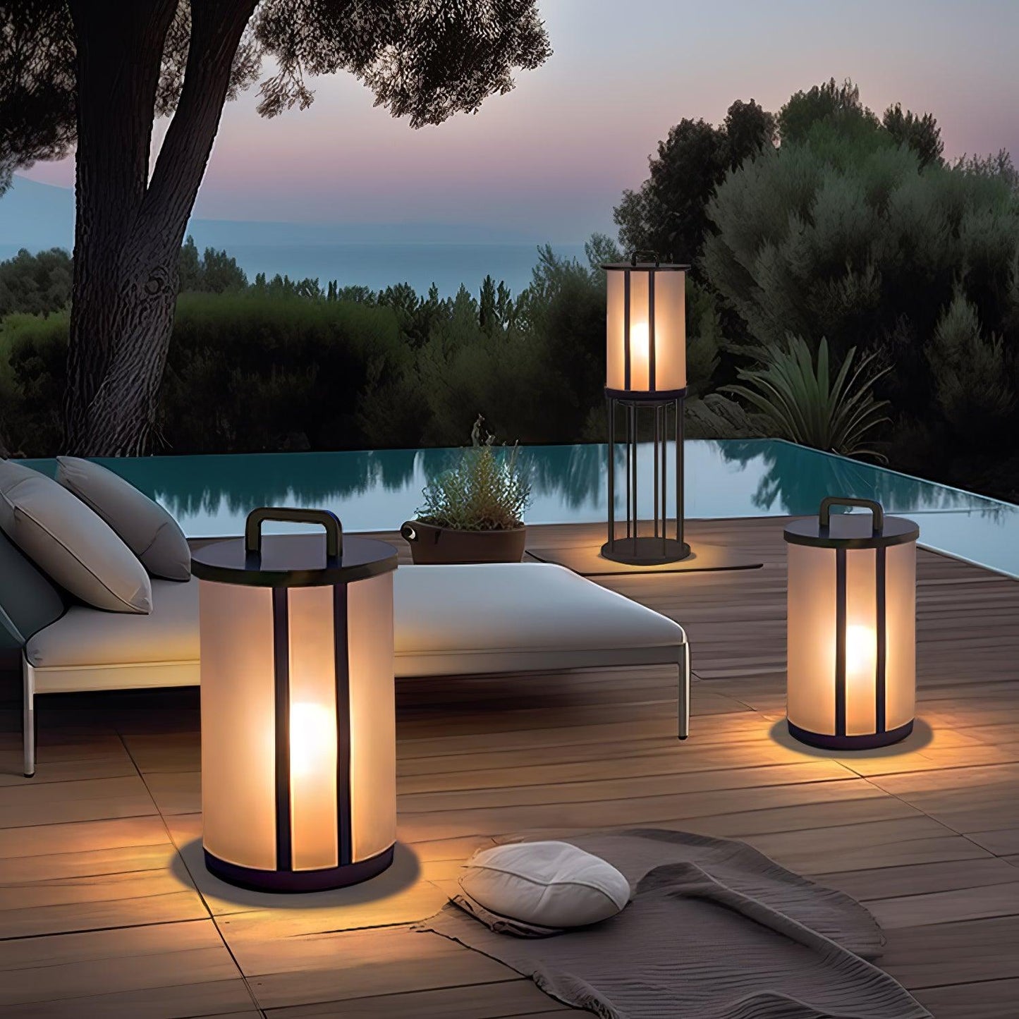 Round Pillar Acrylic Lantern Landscape light Outdoor Lamp
