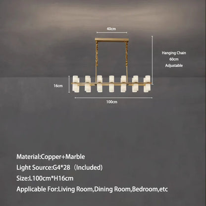 Moonshade Marble & Copper Chandelier