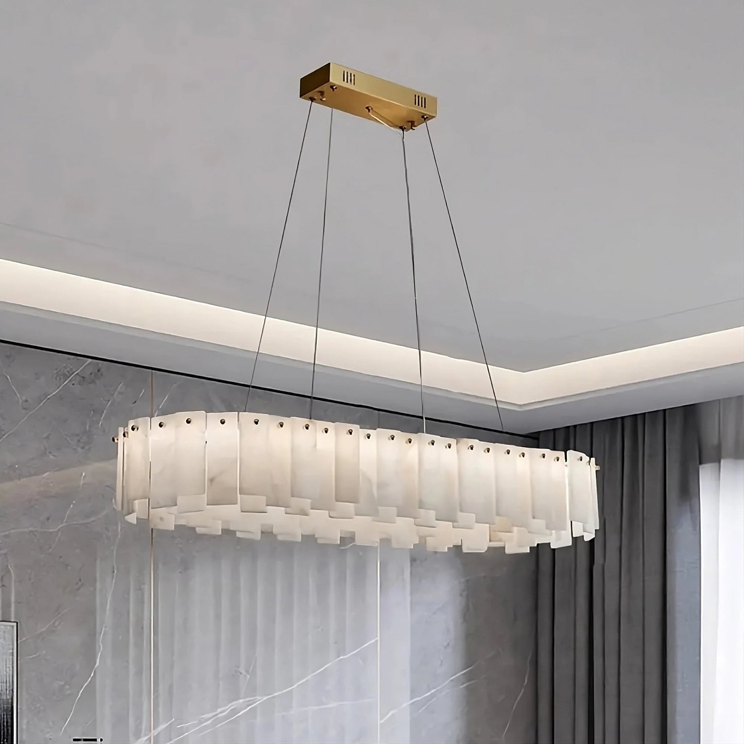 Moonshade Marble Dining Room Chandelier