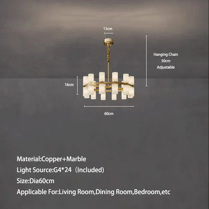 Moonshade Marble & Copper Chandelier
