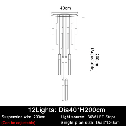 Villa Forci Duplex Staircase Foyer Chandelier, Gold