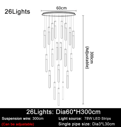 Villa Forci Duplex Staircase Foyer Chandelier, Black