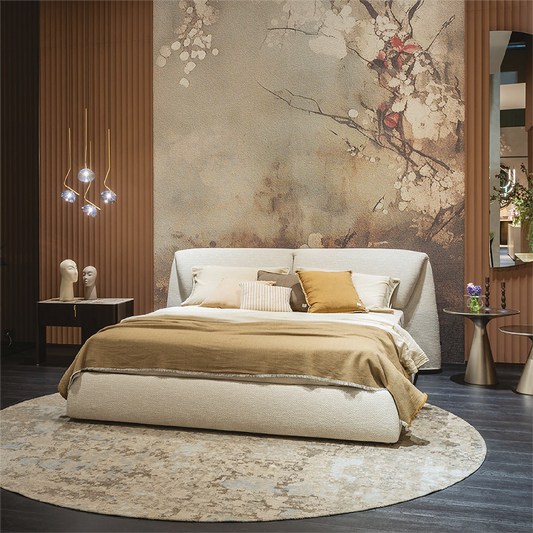 Simon King Bed - Cream/Taupe