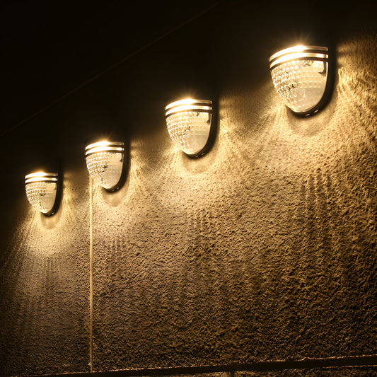 Modern Solar-Powered Black Wall Fence Lights, 4-Pack