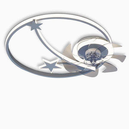 Circle Star Shaped Flush Mount Baby Kids Ceiling Fans with Lights and Remote