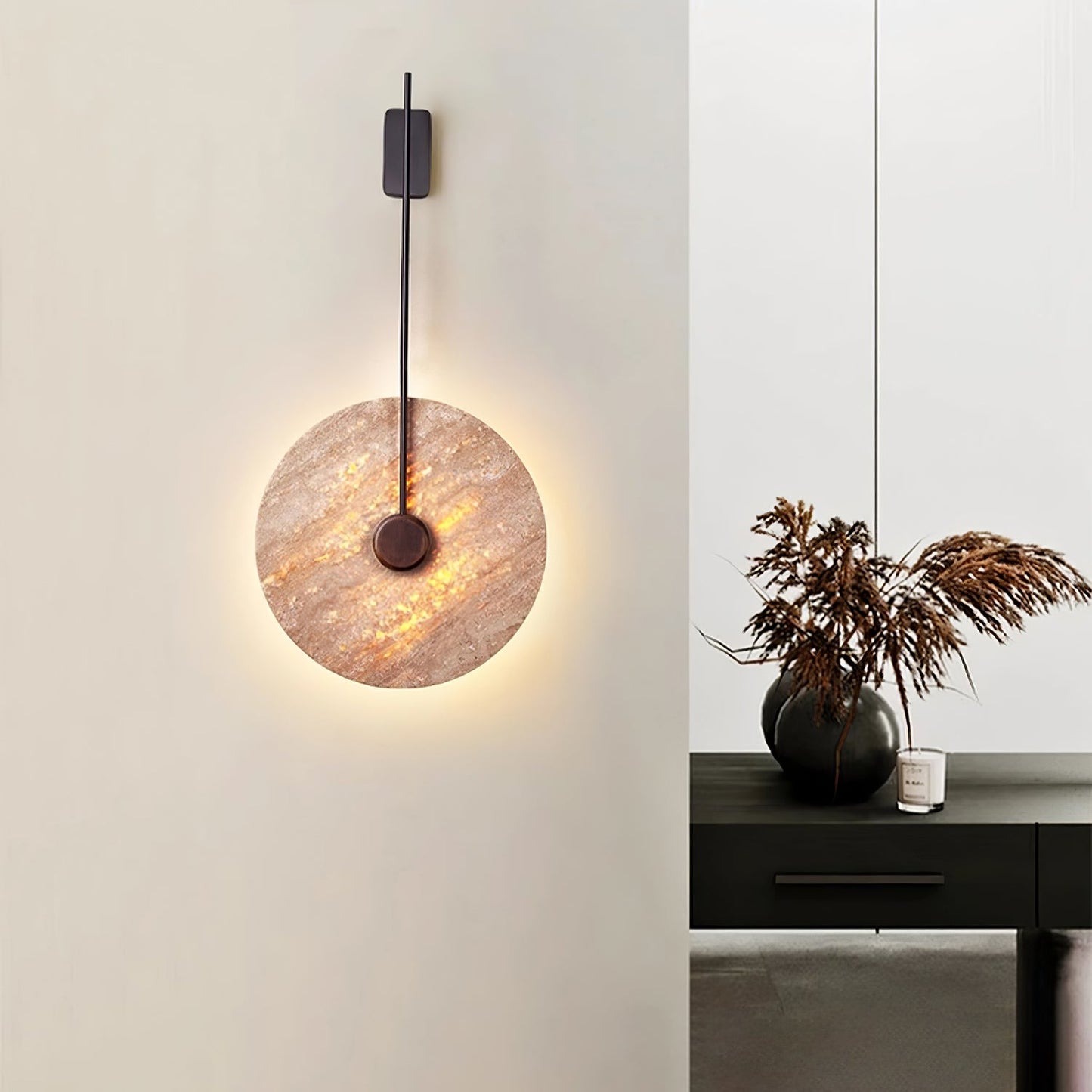 Travertine Disc Wall light fixture Wall Lamp