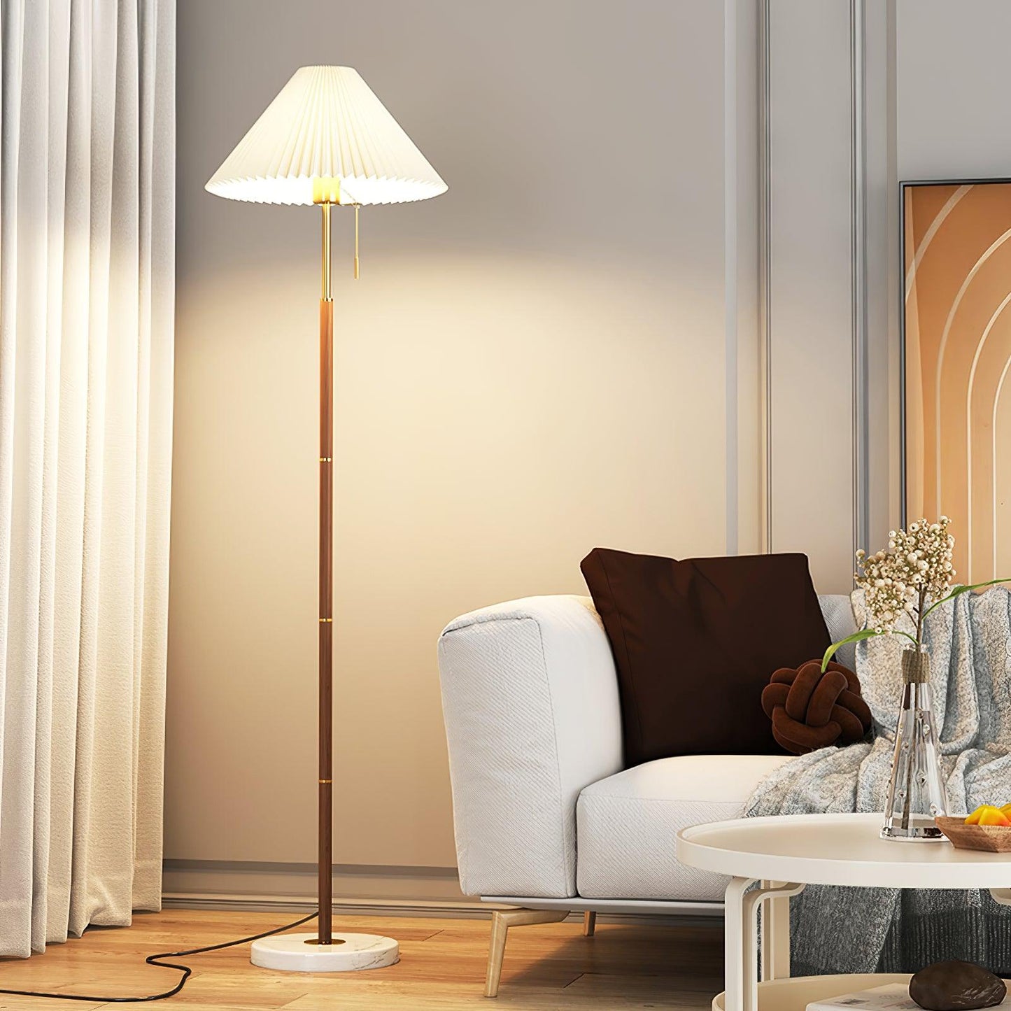 Vintage Pleated Accent Lamp Floor Lamp