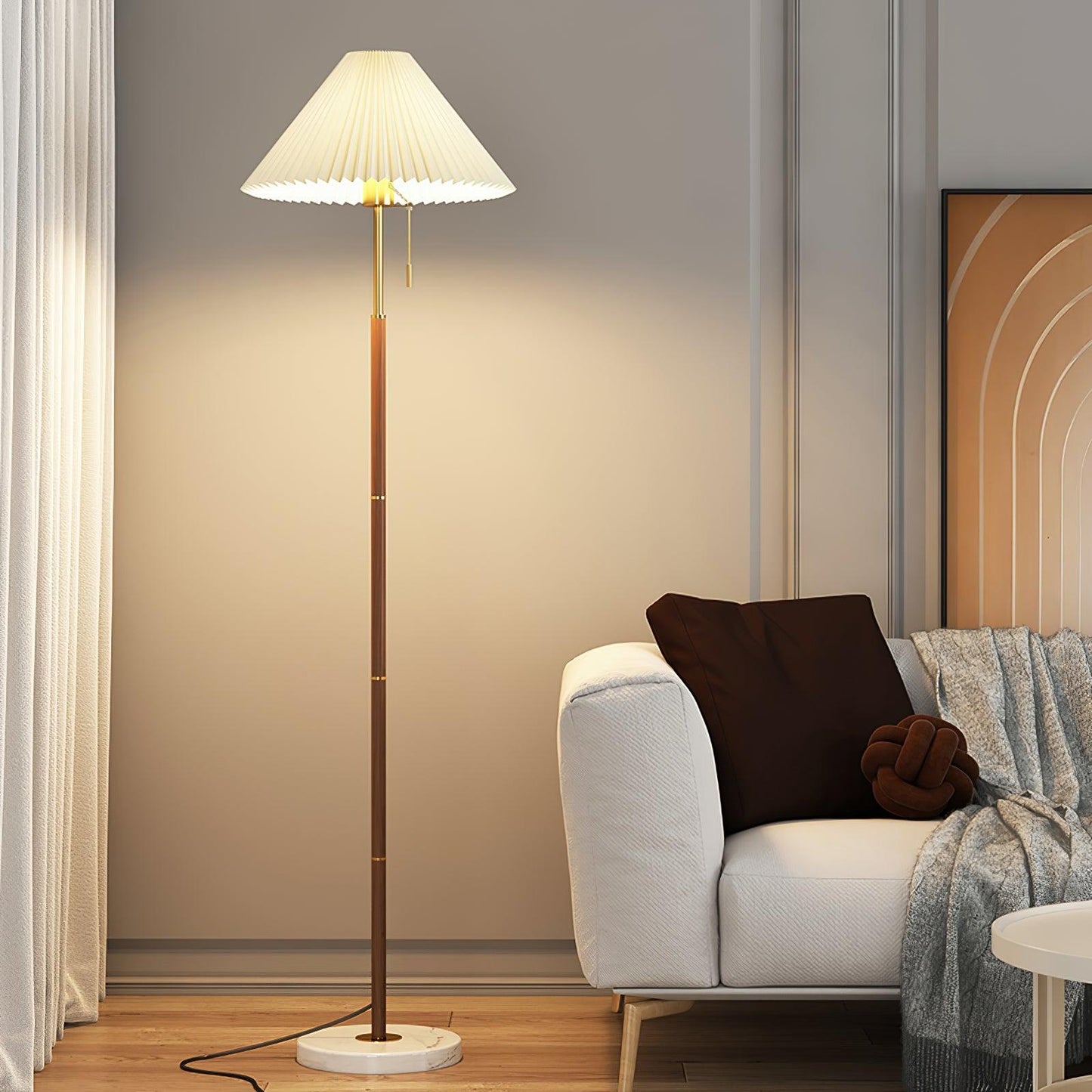 Vintage Pleated Accent Lamp Floor Lamp