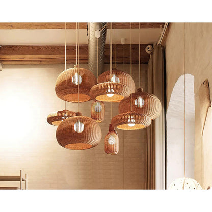 Vintage Rattan Droplight Pendant Lamp