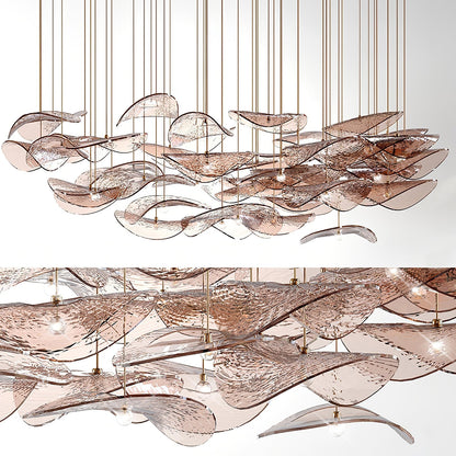 Wave Floating Leaf Gasolier Chandelier