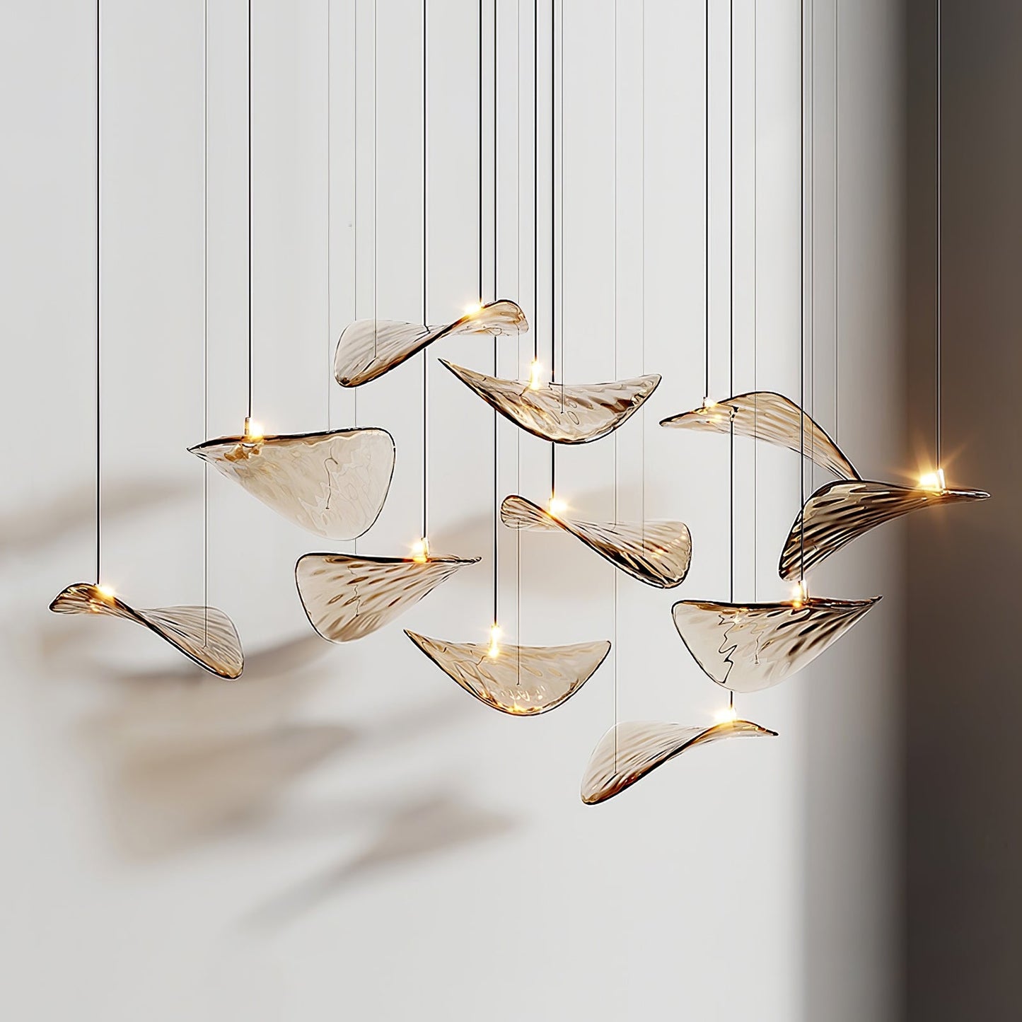 Wave Floating Leaf Gasolier Chandelier