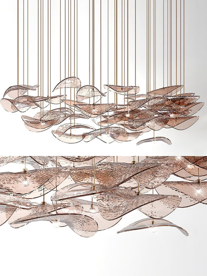Wave Floating Leaf Gasolier Chandelier