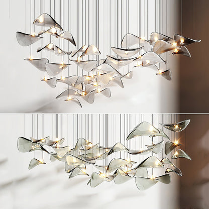 Wave Floating Leaf Gasolier Chandelier