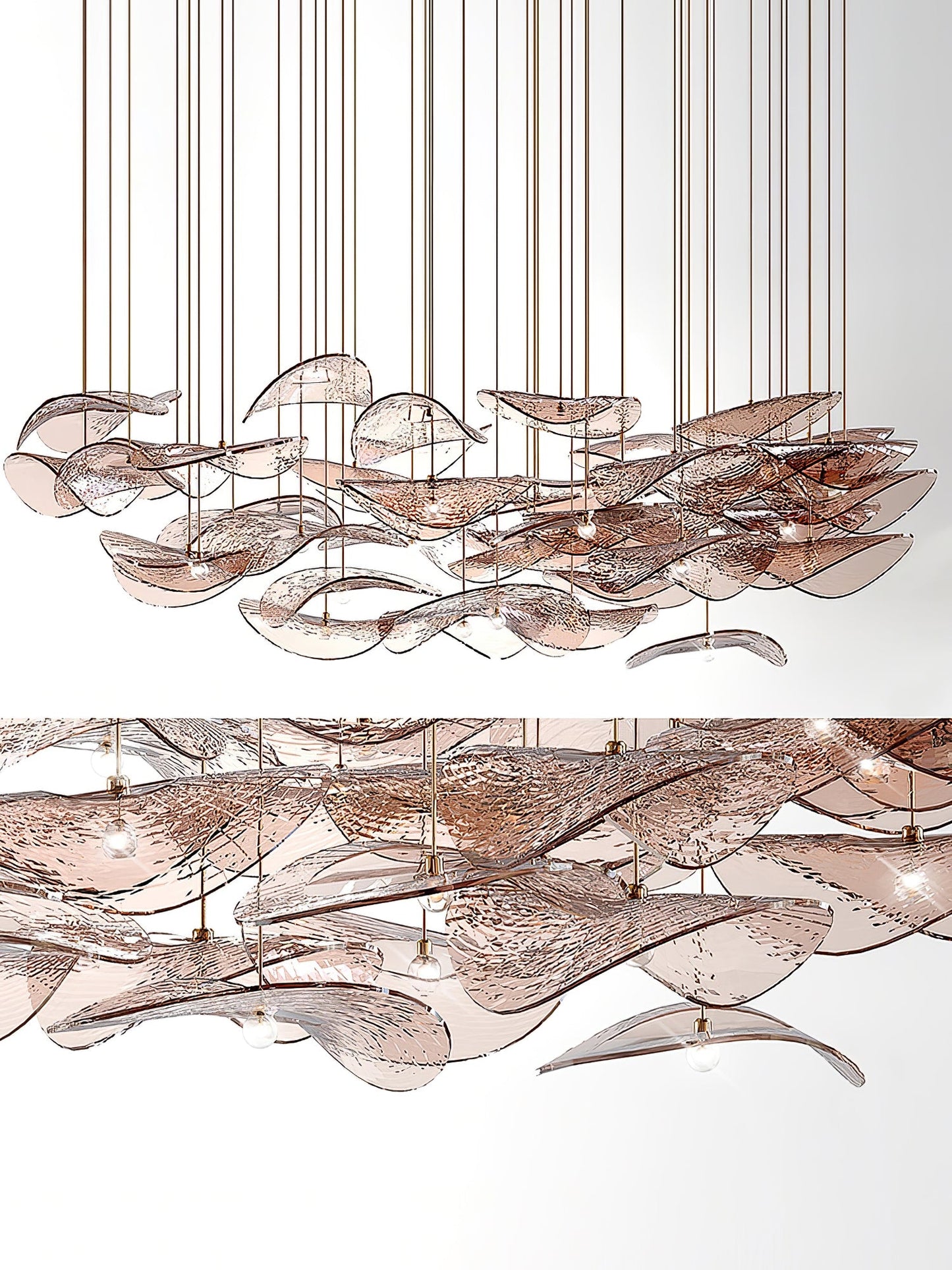 Wave Floating Leaf Gasolier Chandelier