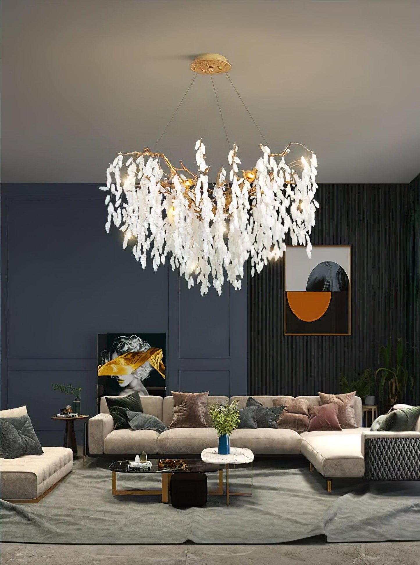 White Jade Branch Brass Gasolier Chandelier