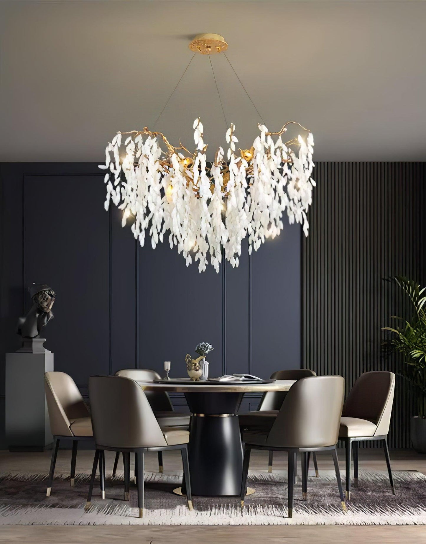 White Jade Branch Brass Gasolier Chandelier
