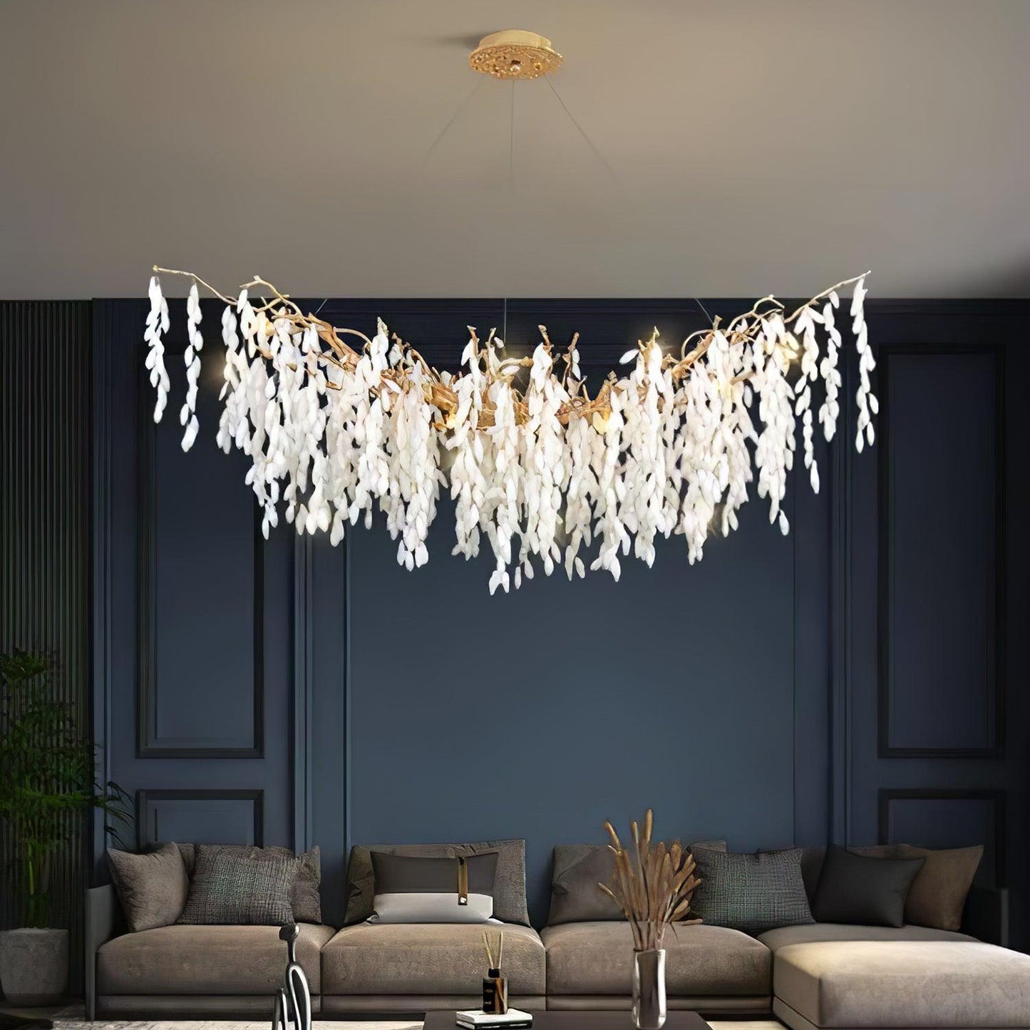 White Jade Branch Brass Gasolier Chandelier