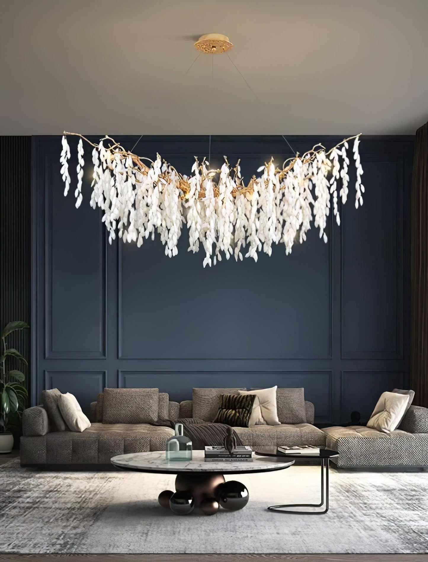 White Jade Branch Brass Gasolier Chandelier