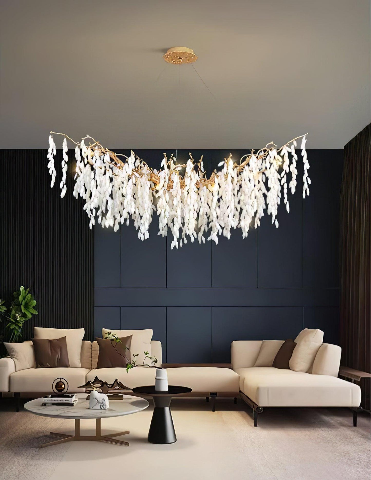 White Jade Branch Brass Gasolier Chandelier