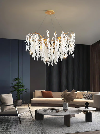 White Jade Branch Brass Gasolier Chandelier