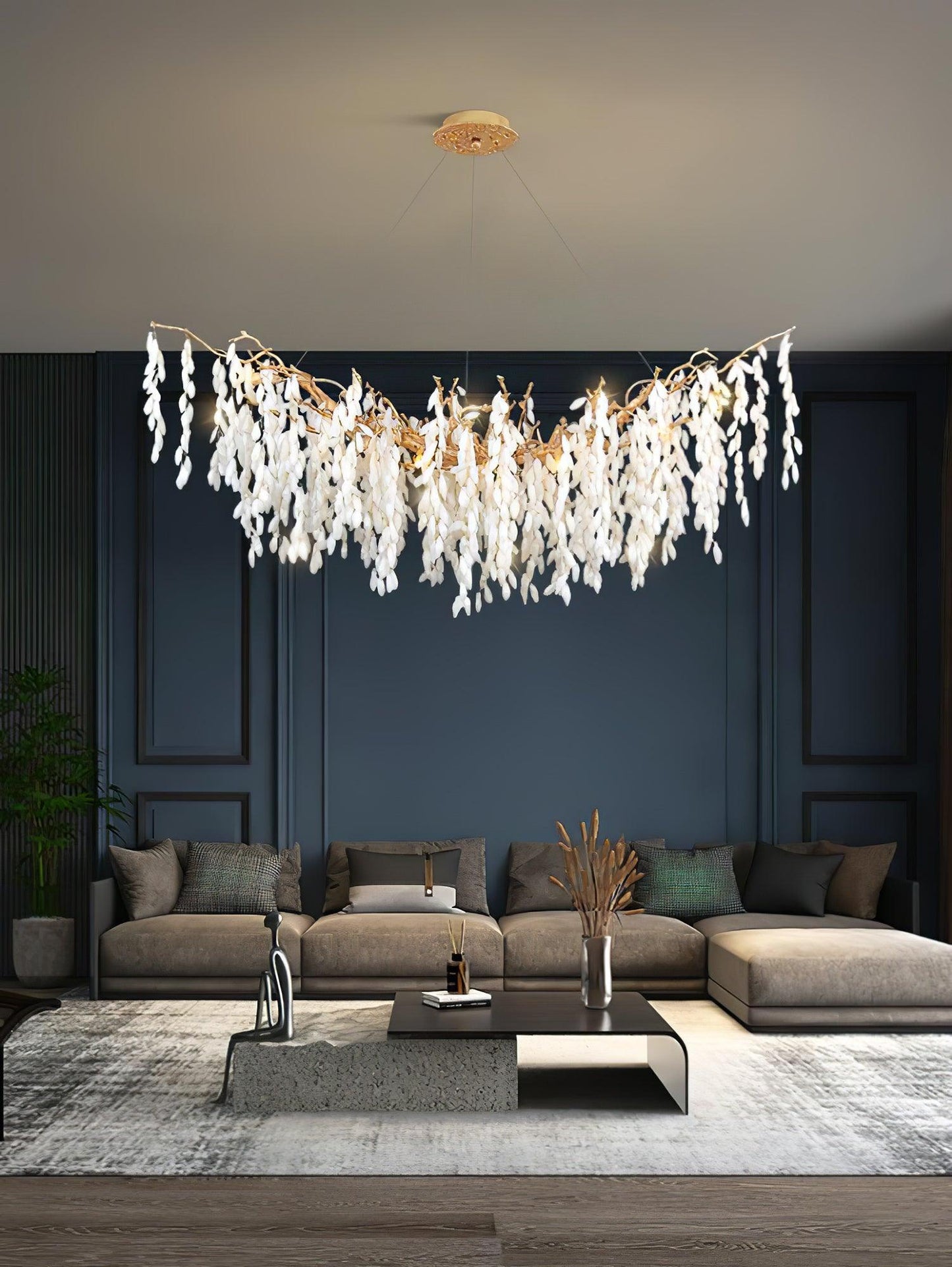 White Jade Branch Brass Gasolier Chandelier