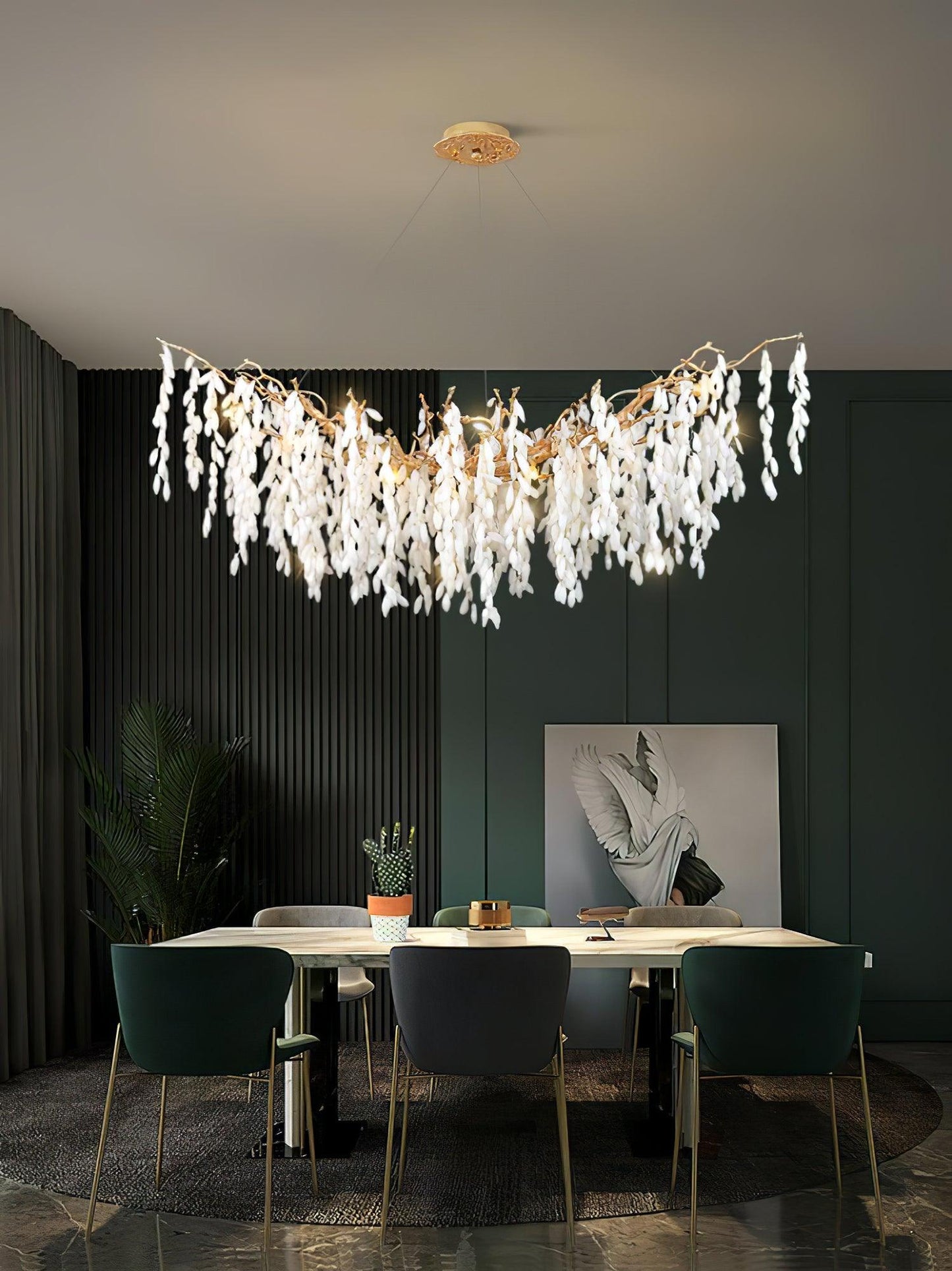 White Jade Branch Brass Gasolier Chandelier