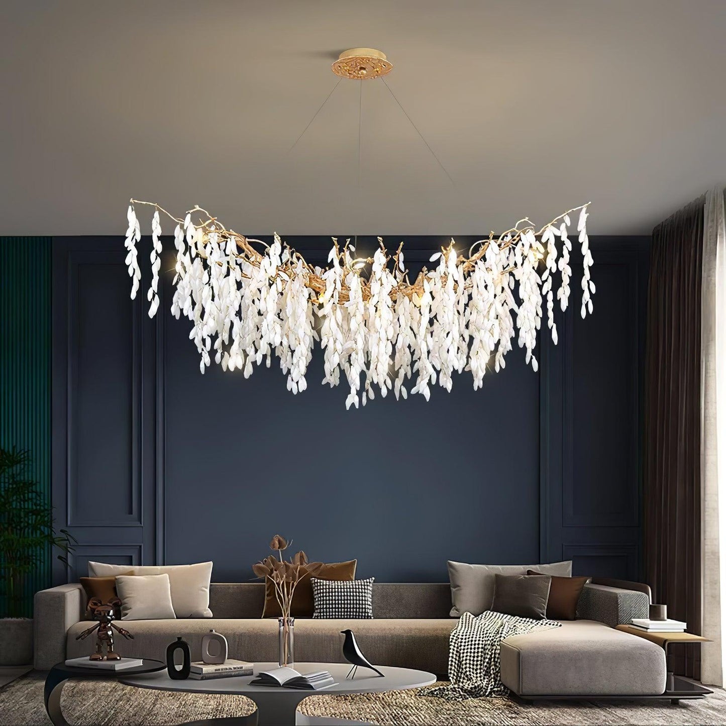 White Jade Branch Brass Gasolier Chandelier