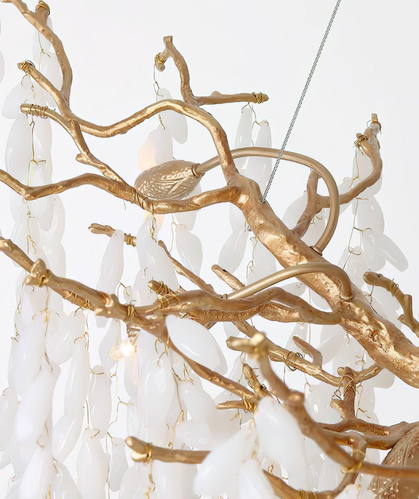 White Jade Branch Brass Gasolier Chandelier