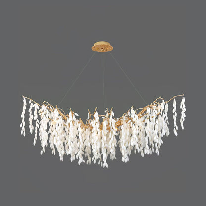 White Jade Branch Brass Gasolier Chandelier