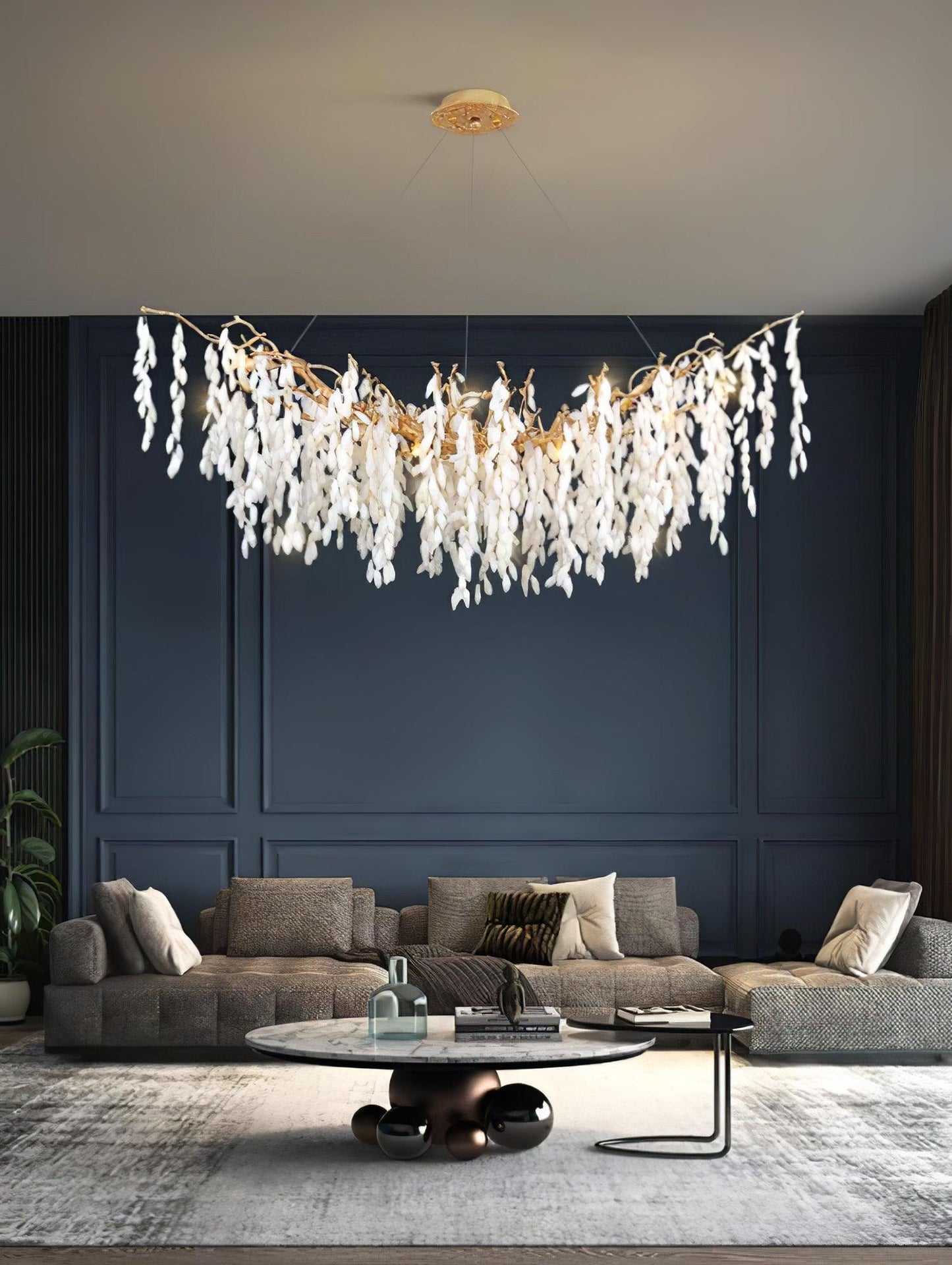 White Jade Branch Brass Gasolier Chandelier