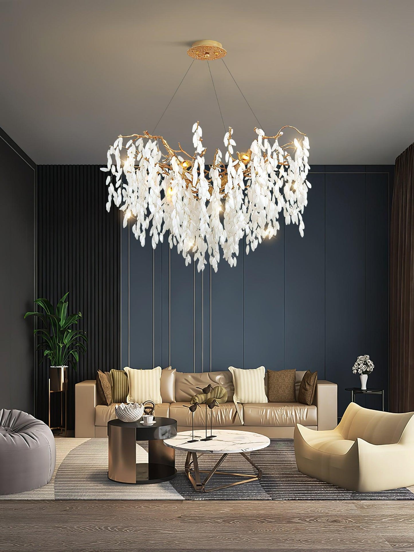 White Jade Branch Brass Gasolier Chandelier