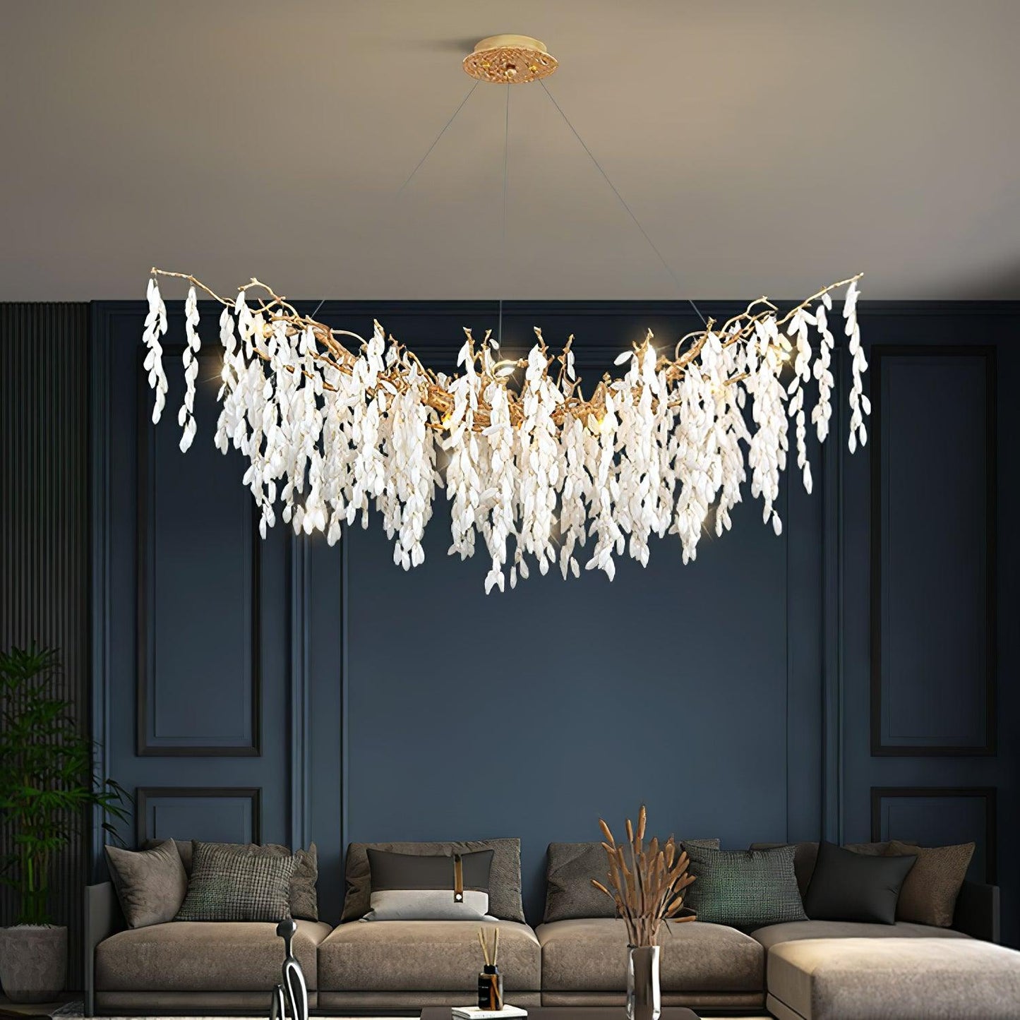 White Jade Branch Brass Gasolier Chandelier